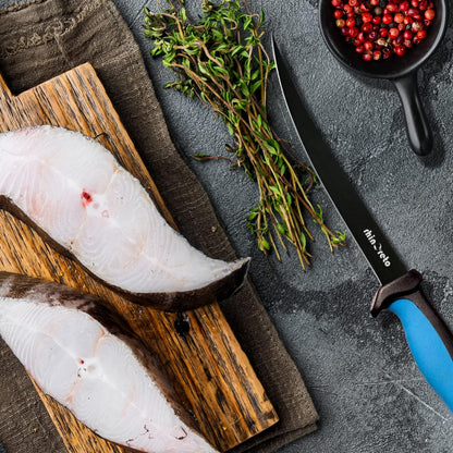 Rhinoreto Fillet Knife for Fish - Razor Sharp G4116 German Stainless Steel Blade, 6.5 Inch Professional Filleting & Boning Knife with Non-Slip Handle, Protective Sheath & Sharpener