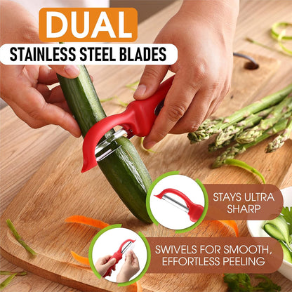 Spring Chef Premium Swivel Vegetable Peeler, Soft Grip Handle and Ultra Sharp Stainless Steel Blades - Perfect Kitchen Peeler For Veggie, Fruit, Potato, Carrot, Apple - Black
