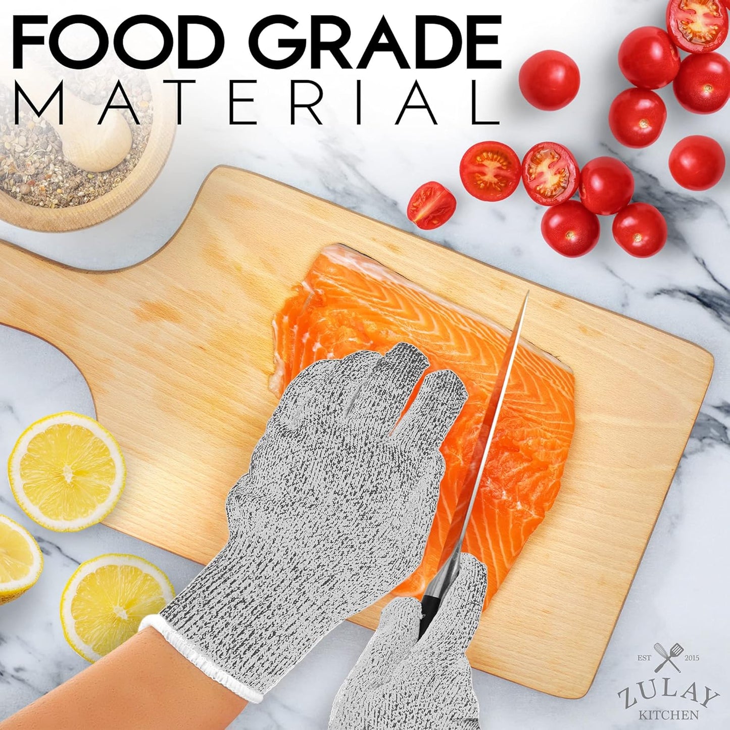 Zulay Cut Resistant Gloves Food Grade Level 5 Protection - Comfortable Safety Cutting Gloves - Cut Resistant Work Gloves