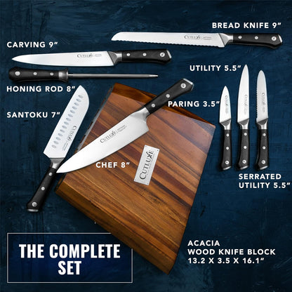 Cutluxe Chef Knife Set, 7 PCS Professional Chef's Knife Set – Razor Sharp German Steel, Full Tang, Ergonomic Handles – Artisan Series
