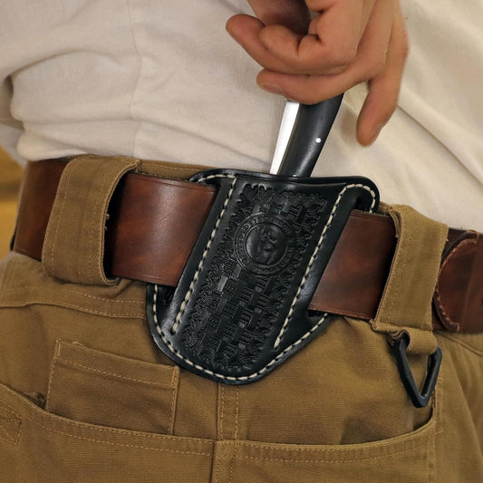 Tourbon Leather Pocket Folding Knife Sheath for Belt EDC Men Right Side Draw Knives Carrier Holder