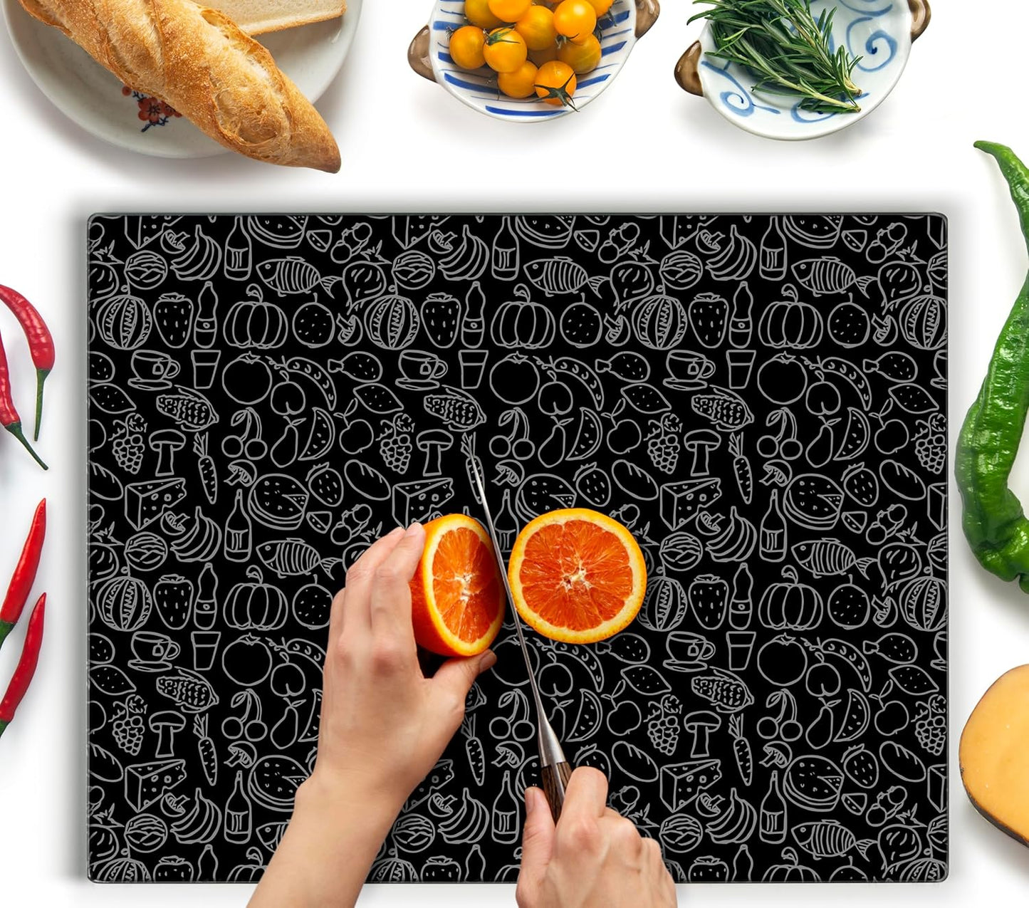 Kitchenville Glass Cutting Board 20”x16”: Tempered Glass Kitchen Counter Protector - Durable- Scratch-Resistant, Heat-Proof - Clear Design
