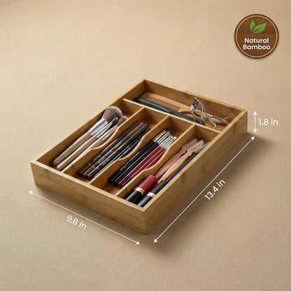 Bamboo Drawer Organizer - Expandable Kitchen Utensil Holder, Adjustable Silverware Drawer Organization, Kitchen Wooden Tray for Cutlery, Flatware & Stationery, 5-7 Slots (Natural)