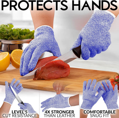 Zulay Cut Resistant Gloves Food Grade Level 5 Protection - Comfortable Safety Cutting Gloves - Cut Resistant Work Gloves