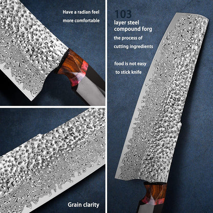 7.9in nakiri chef knife,handmade damascus steel blade ebony handle,japanese style kitchen vegetable knife with leather sheath,cutting cooking knives for kitchen