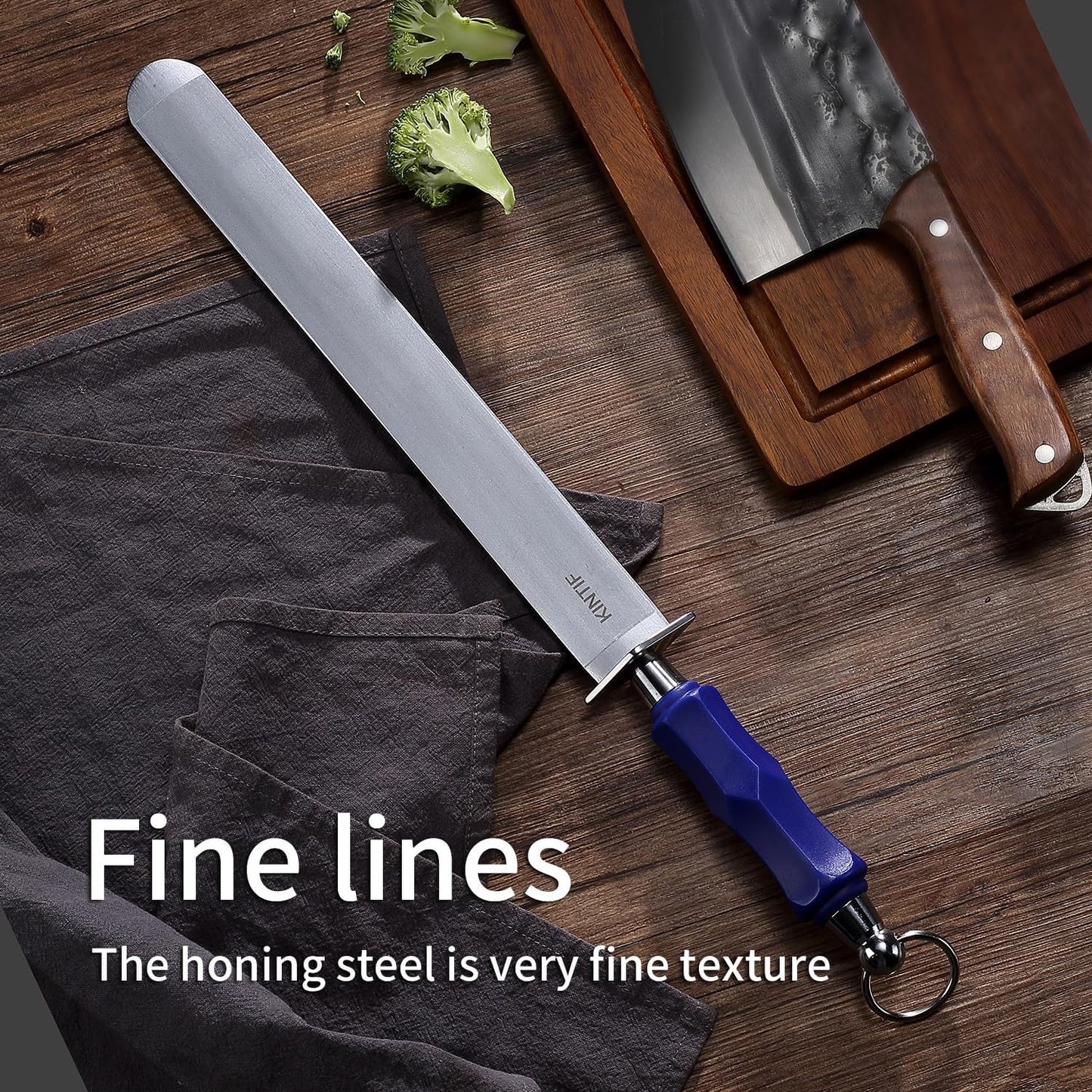 Heavy-Duty Honing Steel 12 inch Sharpening Steel Flat Honing Rod, High hardness, Fine Cut, Ideal For Butcher Knives and Chef Knives, Knife Sharpeners