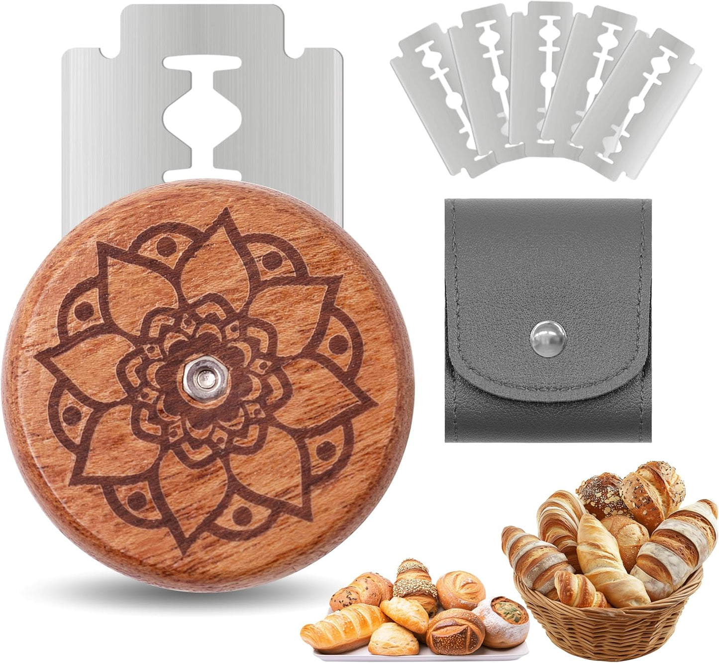 UFO Bread Lame Cutter for Homemade Sourdough,Bread Scorer Tool for Sourdough with 5 Blades and Storage Cover,Slashing Tool Bread Cutting Knife for Artisan Bread and Baguette Makers,Circle