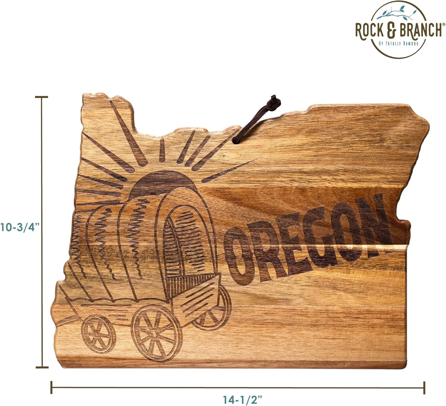 Totally Bamboo Rock & Branch Origins Series New York State Shaped Cutting Board and Charcuterie Serving Tray, Includes Hang Tie for Wall Display