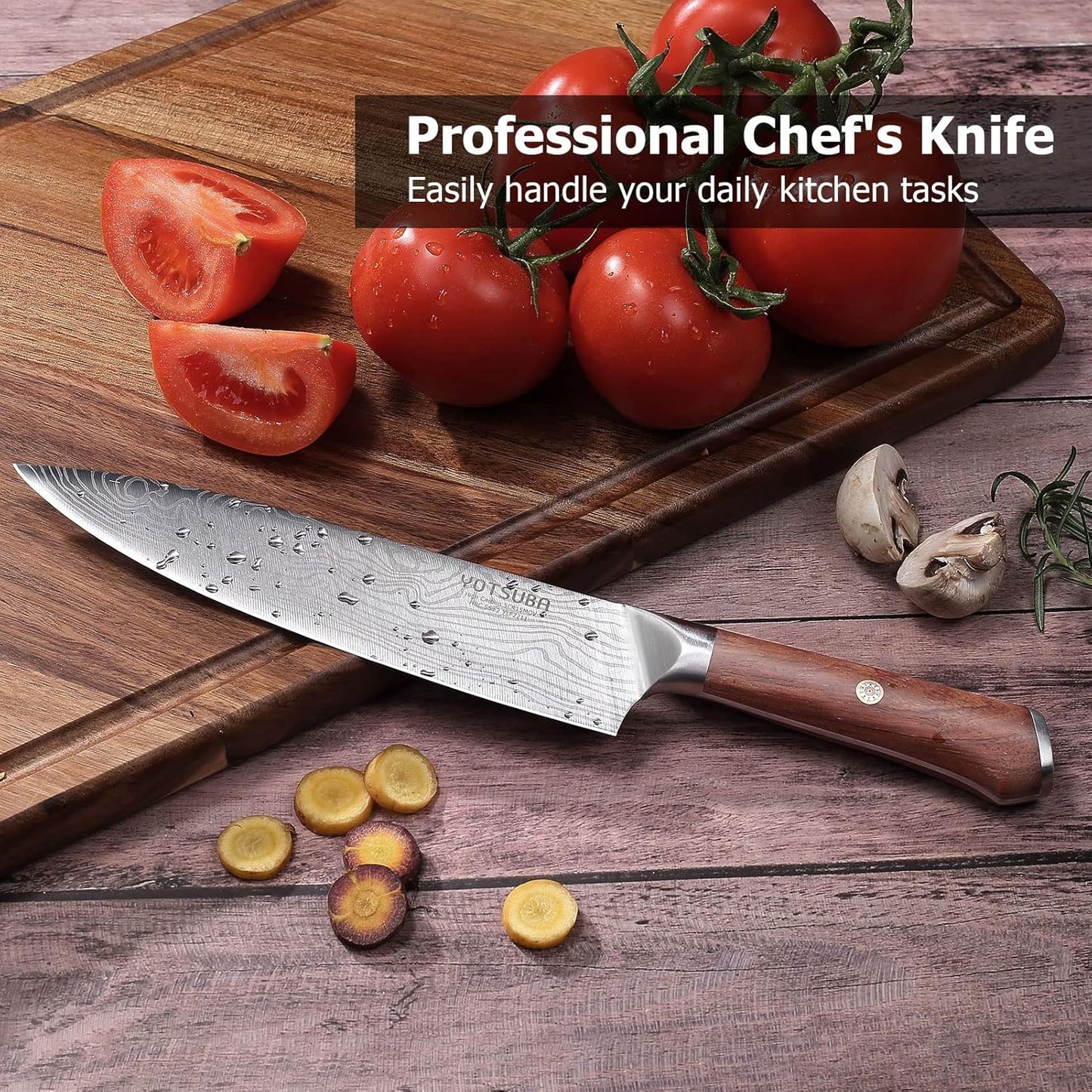 YOTSUBA Carving Knife and Fork Set, Meat Cutting Knife, Razor-Sharp German Stainless Steel Knives Fork Set with Ergonomic Wood Handle, Slicing Knives for Meats, BBQ & Vegetables