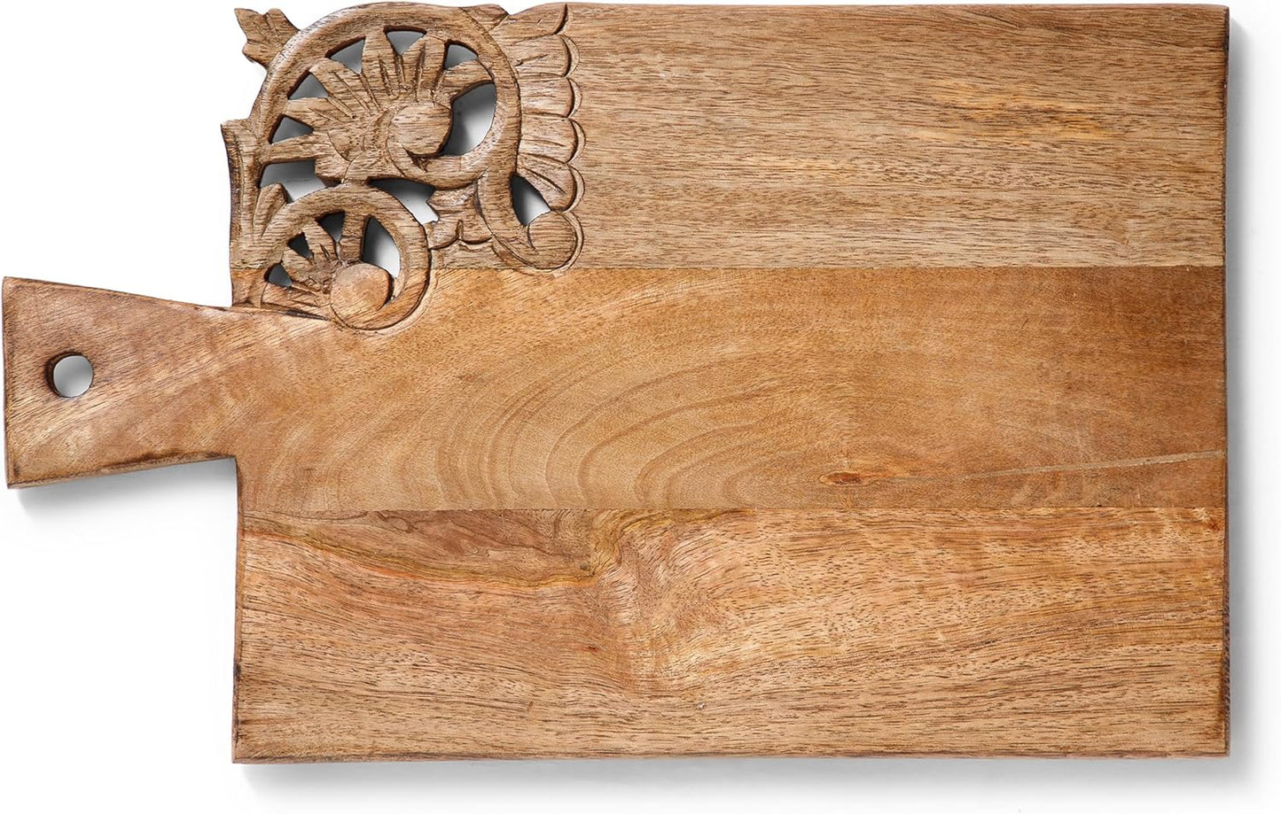 Lightnpro 16 Inch Natural Burnt Wood Chopping Board | Hand Carved Large Cutting Board & Vegetable Tray | Durable Reversible Rustic Kitchen Board | Premium Handcrafted Decorative