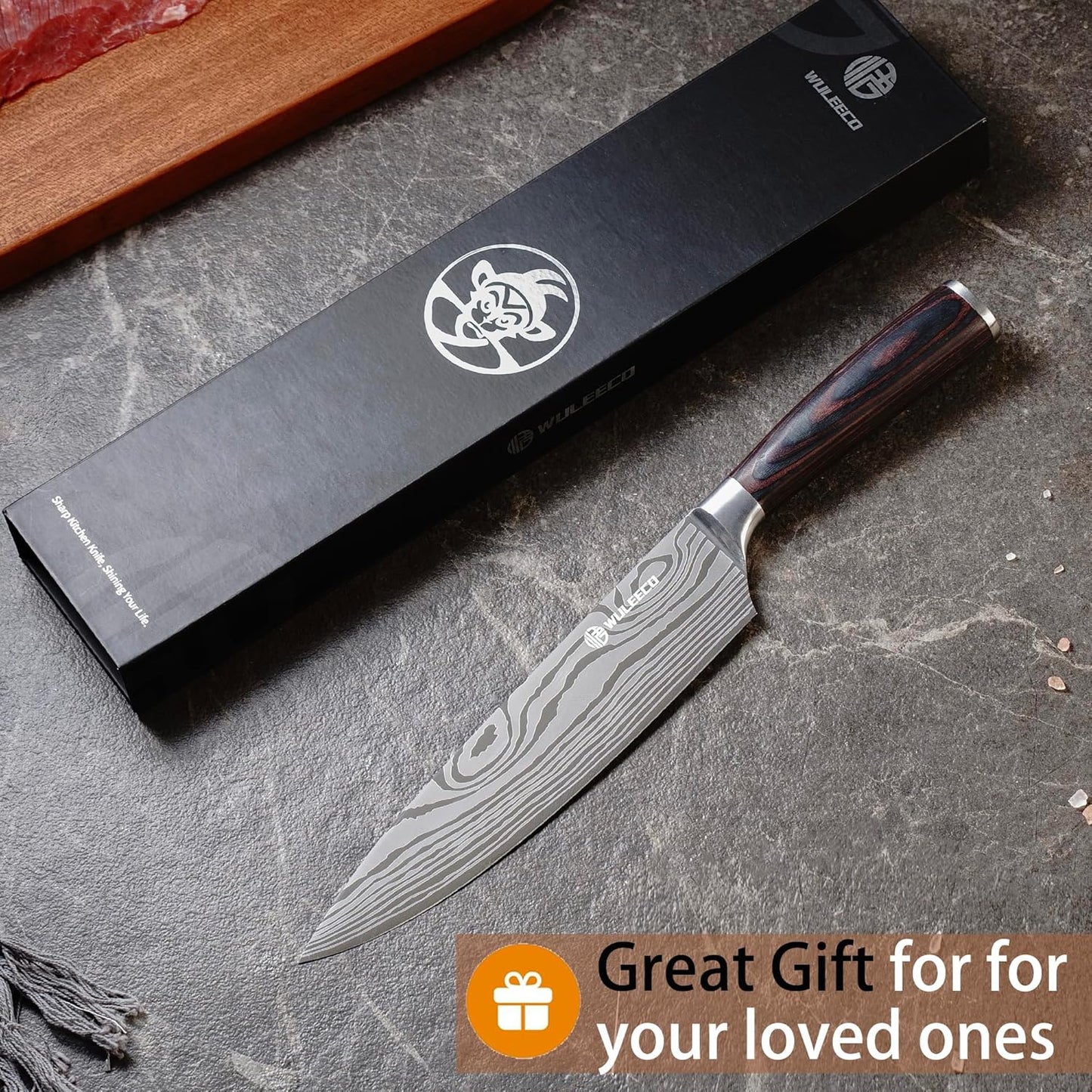 Nakiri Knife 7", High Carbon Stainless Steel Chef Knife, Ultra Sharp Cleaver Knife, Multipurpose Meat Vegetable Sharp Kitchen Knife with Ergonomic Pakkawood Handle, Gift Box Included