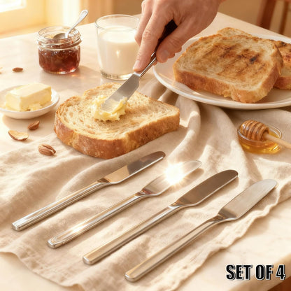 Butter Knife, Stainless Steel Set of 4 Perfect Butter Spreader & Cheese Knife, 6.5-Inch for Easy Serving, Elegant Dining & Daily Use – Dishwasher Safe & Rust-Resistant.