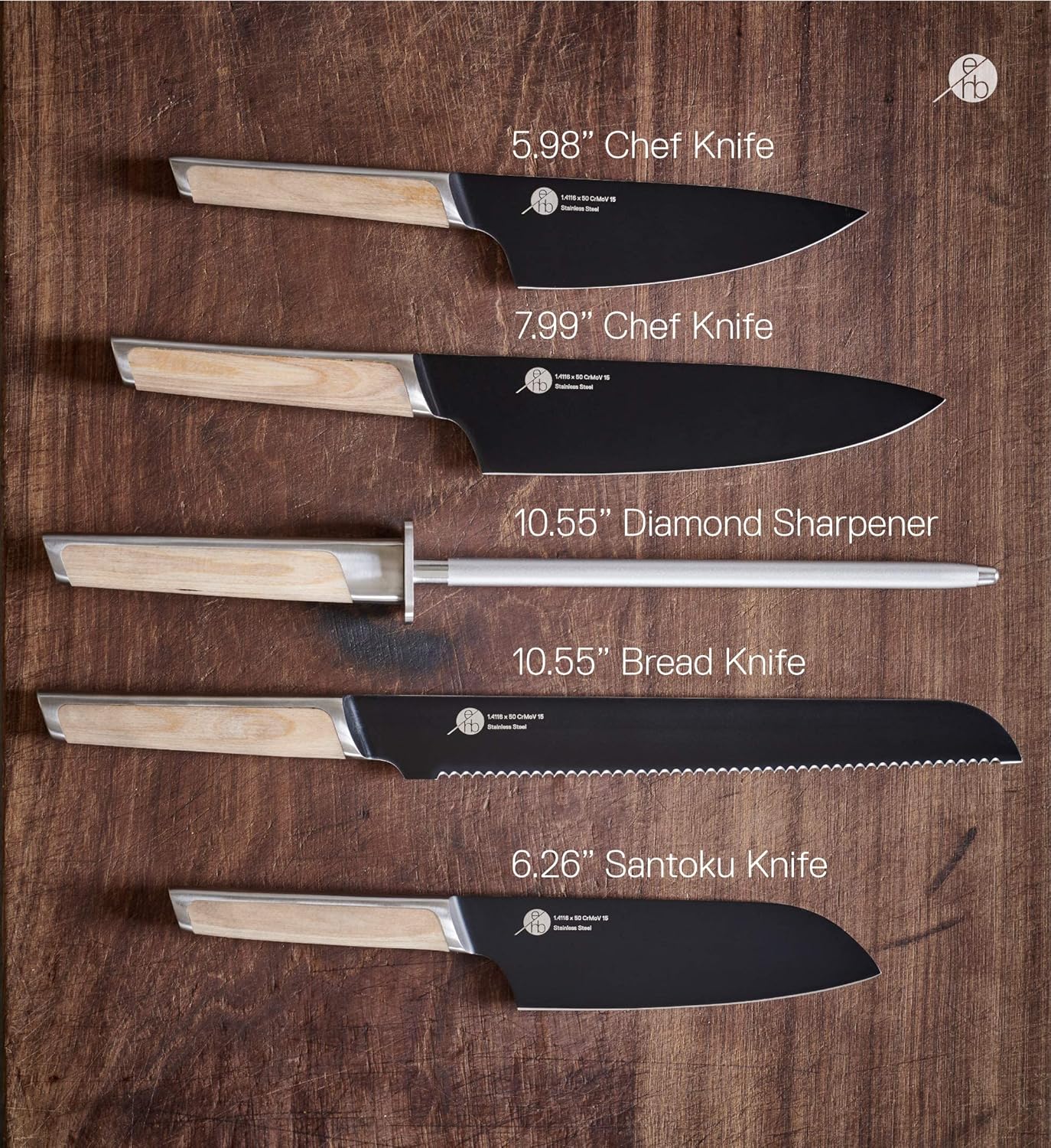 Everdure German Steel Professional Bread Knife, 10.55 Inch Serrated Edge Blade, Titanium Coated Blade with Pakka Wood Handle, Perfect Kitchen Knife for Slicing Bread Loaves, Bagels, Cake, and More