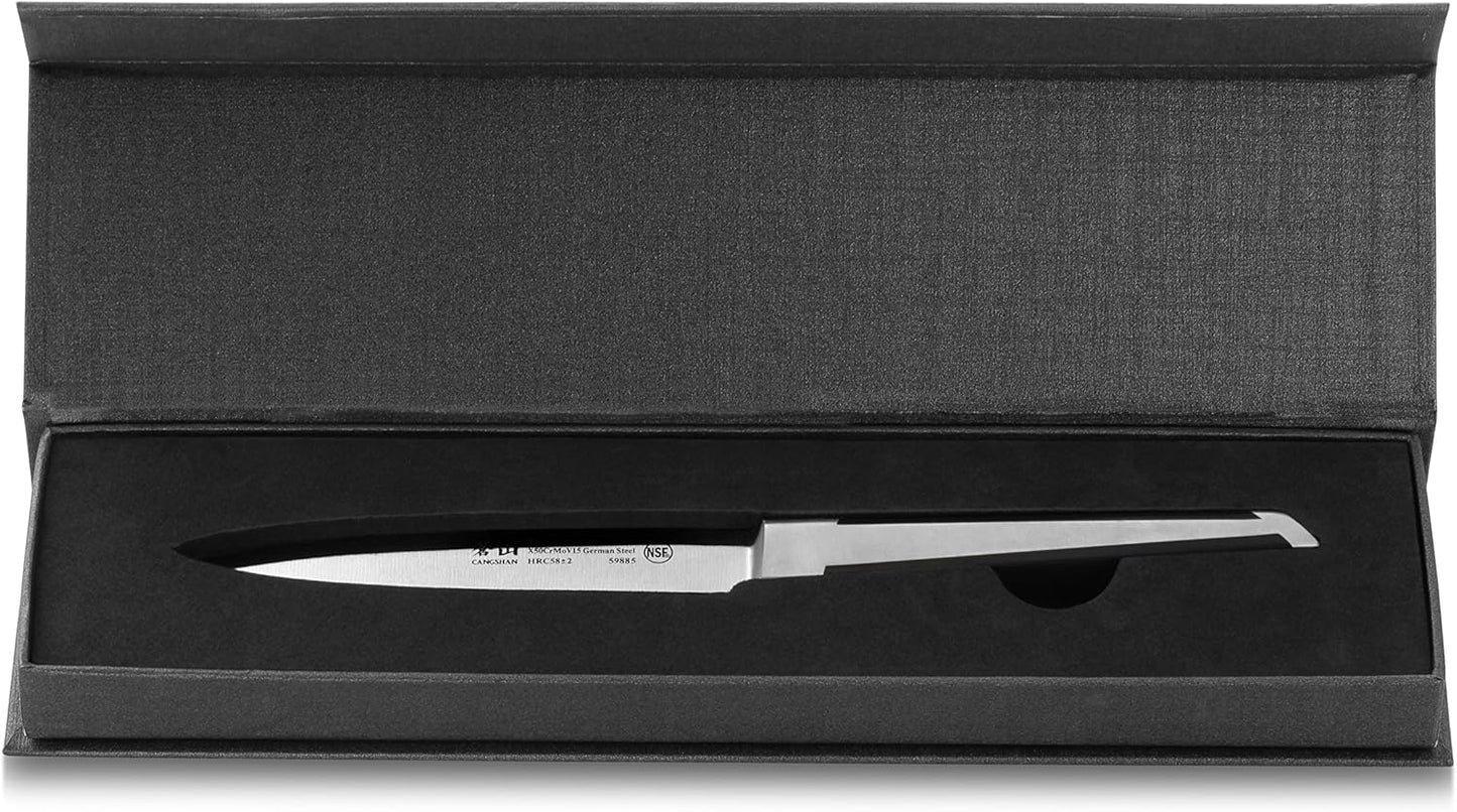 Cangshan X Series German Steel Forged Serrated Utility Knife, 5", Silver