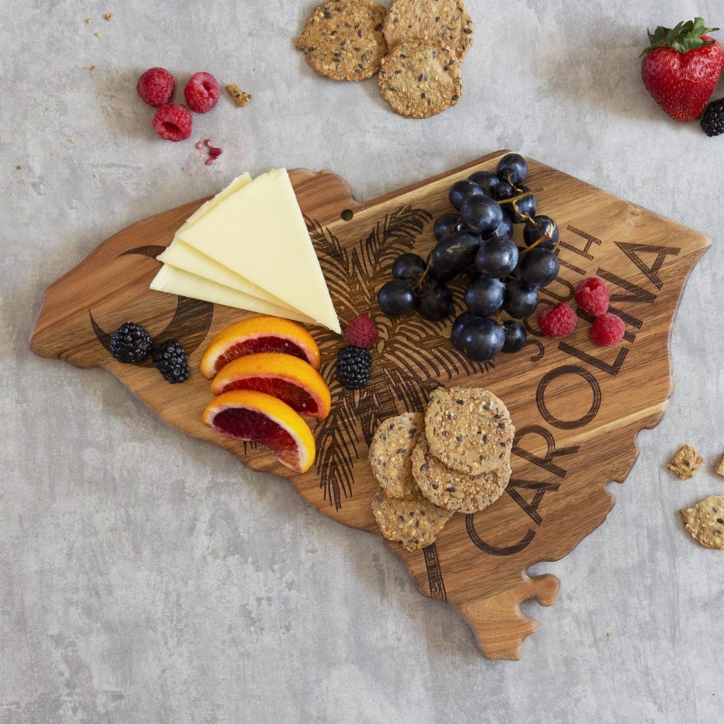 Totally Bamboo Rock & Branch Origins Series New York State Shaped Cutting Board and Charcuterie Serving Tray, Includes Hang Tie for Wall Display