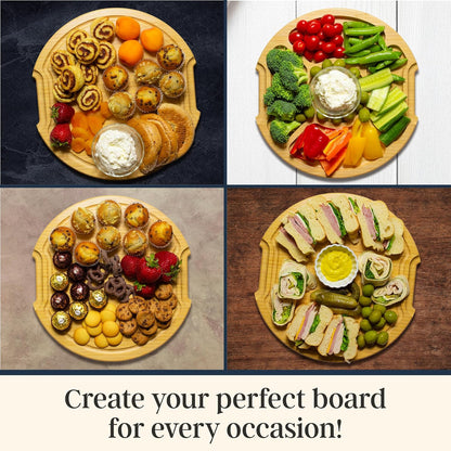 Totally Bamboo Flip, Serve & Store Charcuterie Board with Lid, Reversible Bamboo Cutting Board and Portable Cheese Tray with Compartments, Locking Travel Cover, 15.5 x 11.5 Inches