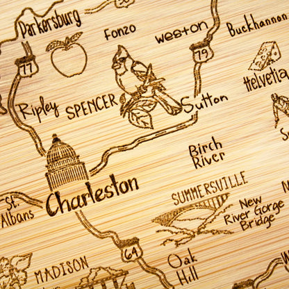 Totally Bamboo A Slice of Life New Jersey State Serving and Cutting Board, 11" x 8.75" - Colors A