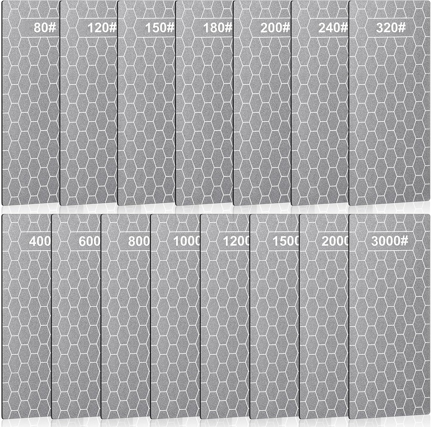 15 Pcs Diamond Sharpening Stone, Diamond Lapping Plate with Extra Fine/medium/coarse Plate and Non-slip Base 80/120/150/180/200/240/320/400/600/800/1000/1200/1500/2000/3000 Grit