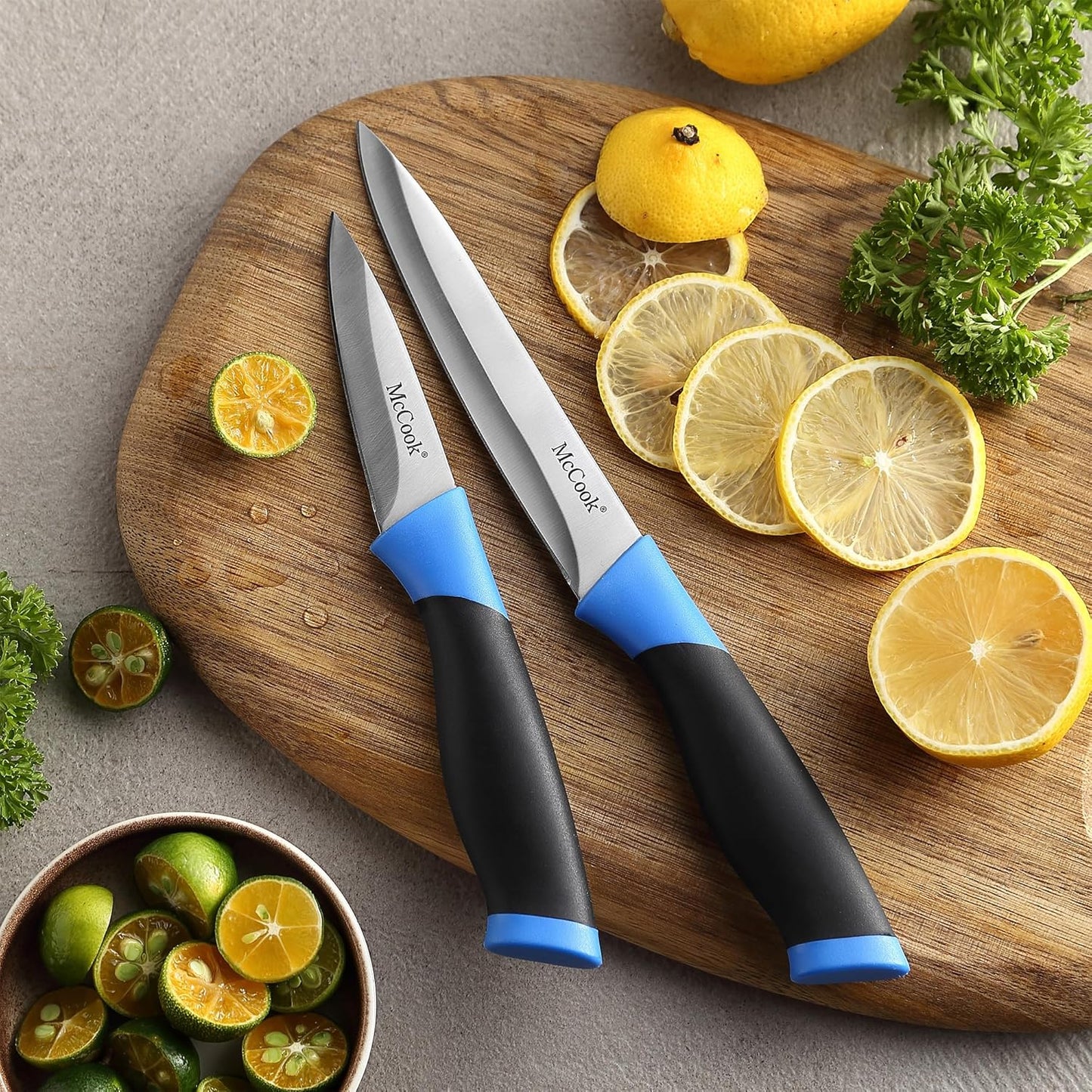 McCook® Knife Sets,German Stainless Steel Kitchen Knife Block Set with Built-in Sharpener