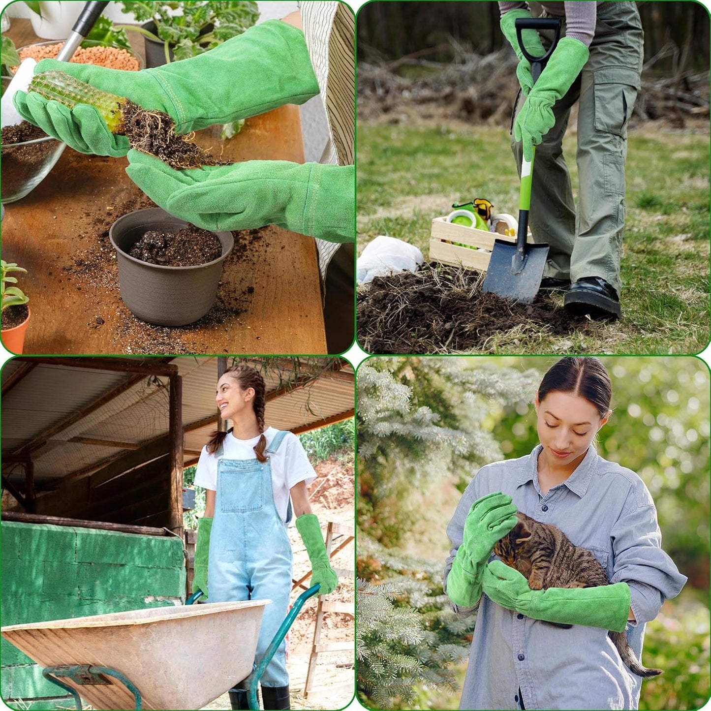 HANDLANDY Rose Pruning Gloves for Men & Women, Long Thorn Proof Gardening Gloves, Breathable Pigskin Leather Gauntlet, Best Garden Gifts & Tools for Gardener