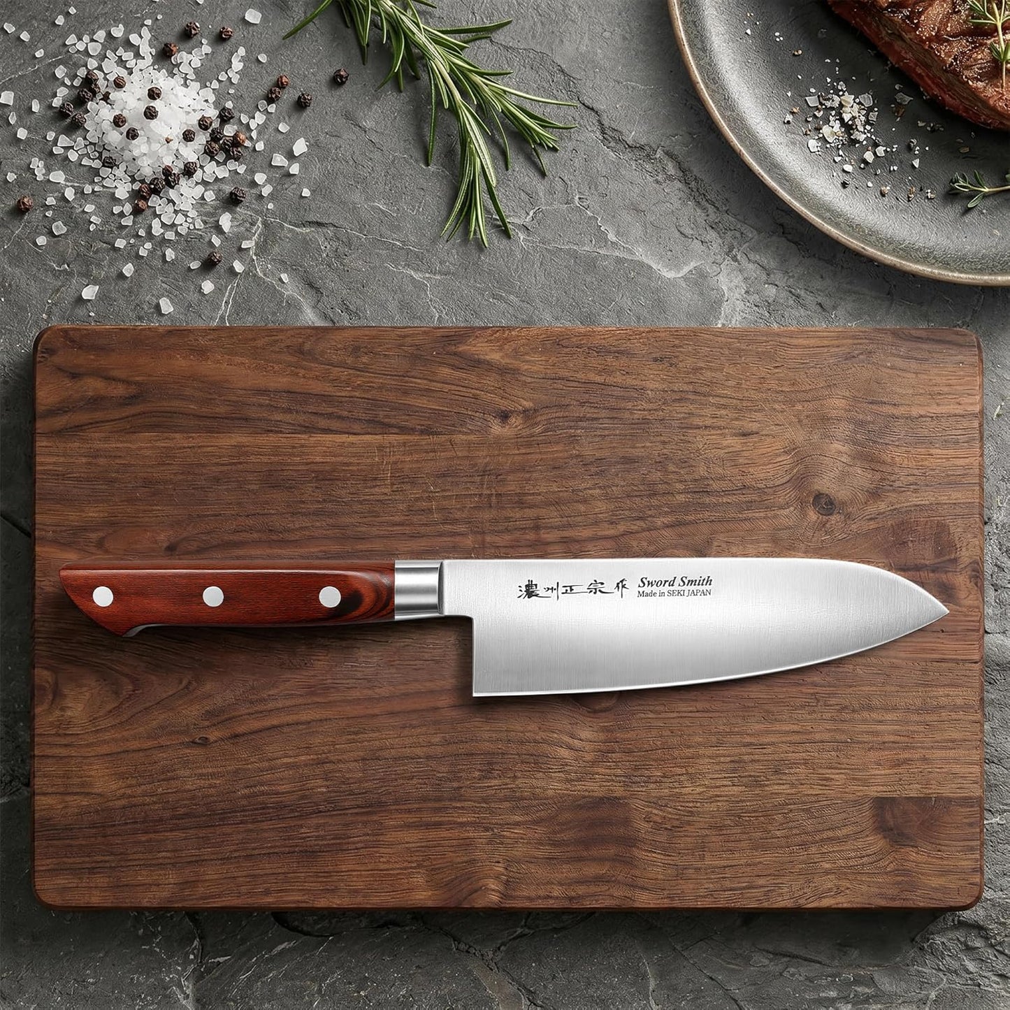 6.7 Inch Santoku Knife, Made in Japan, High Carbon Molybdenum Stainless Steel Japanese Chef Knife with Sakura Handle, Kitchen Knife for Slicing Meat, Vegetable & Fruit