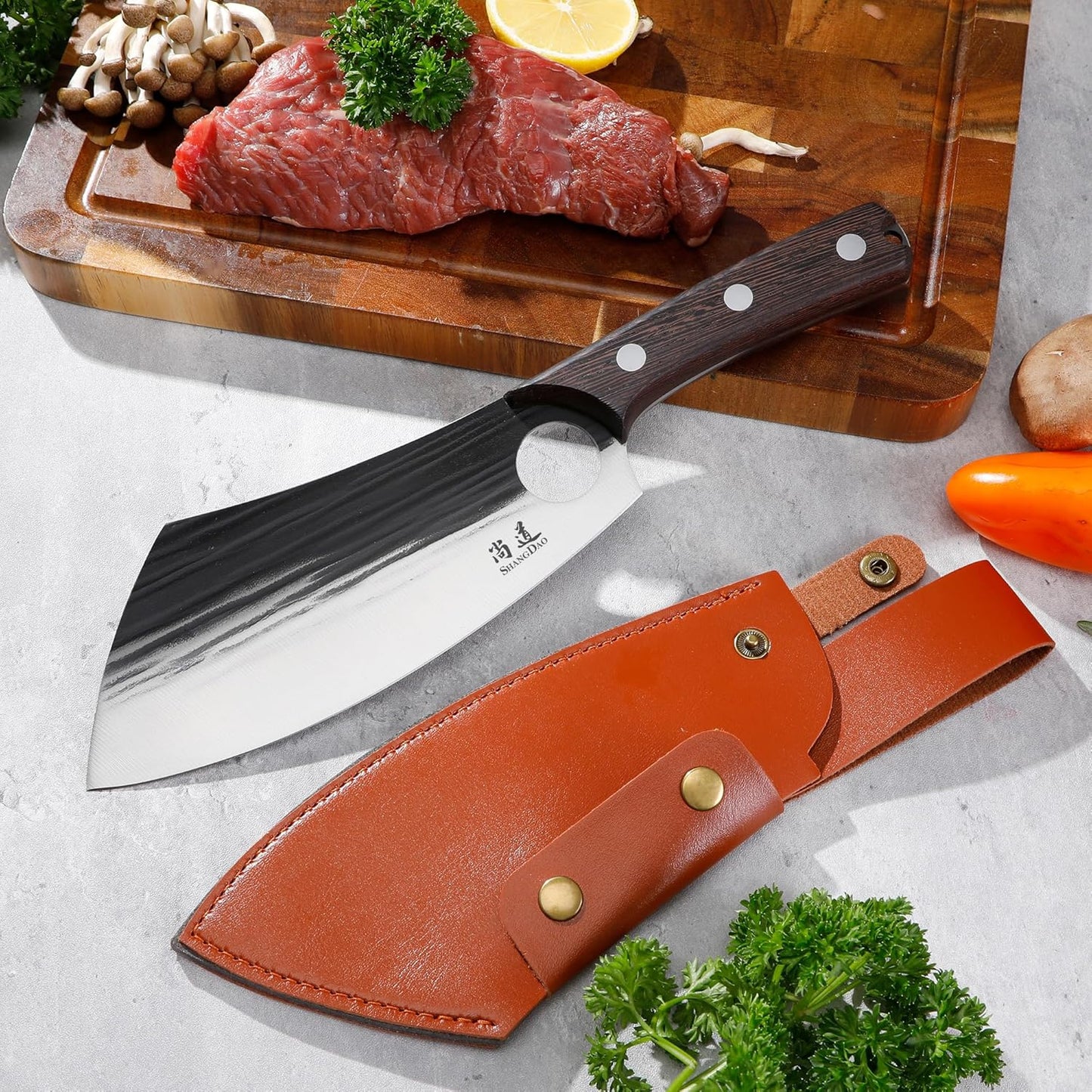 SHANGDAO Boning Knives, 6 ″ Viking Boning Knife for Meat Cutting, High-carbon steel Chopper Knife, Forged Blade & Wood Handle, Hand Forged Full Tang Knife