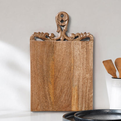 Lightnpro 16 Inch Natural Burnt Wood Chopping Board | Hand Carved Large Cutting Board & Vegetable Tray | Durable Reversible Rustic Kitchen Board | Premium Handcrafted Decorative
