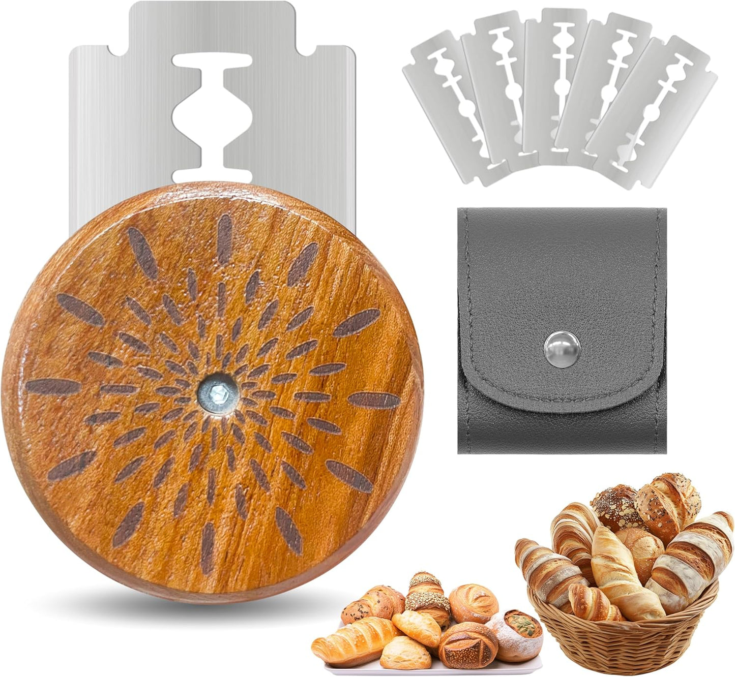 UFO Bread Lame Cutter for Homemade Sourdough,Bread Scorer Tool for Sourdough with 5 Blades and Storage Cover,Slashing Tool Bread Cutting Knife for Artisan Bread and Baguette Makers,Circle
