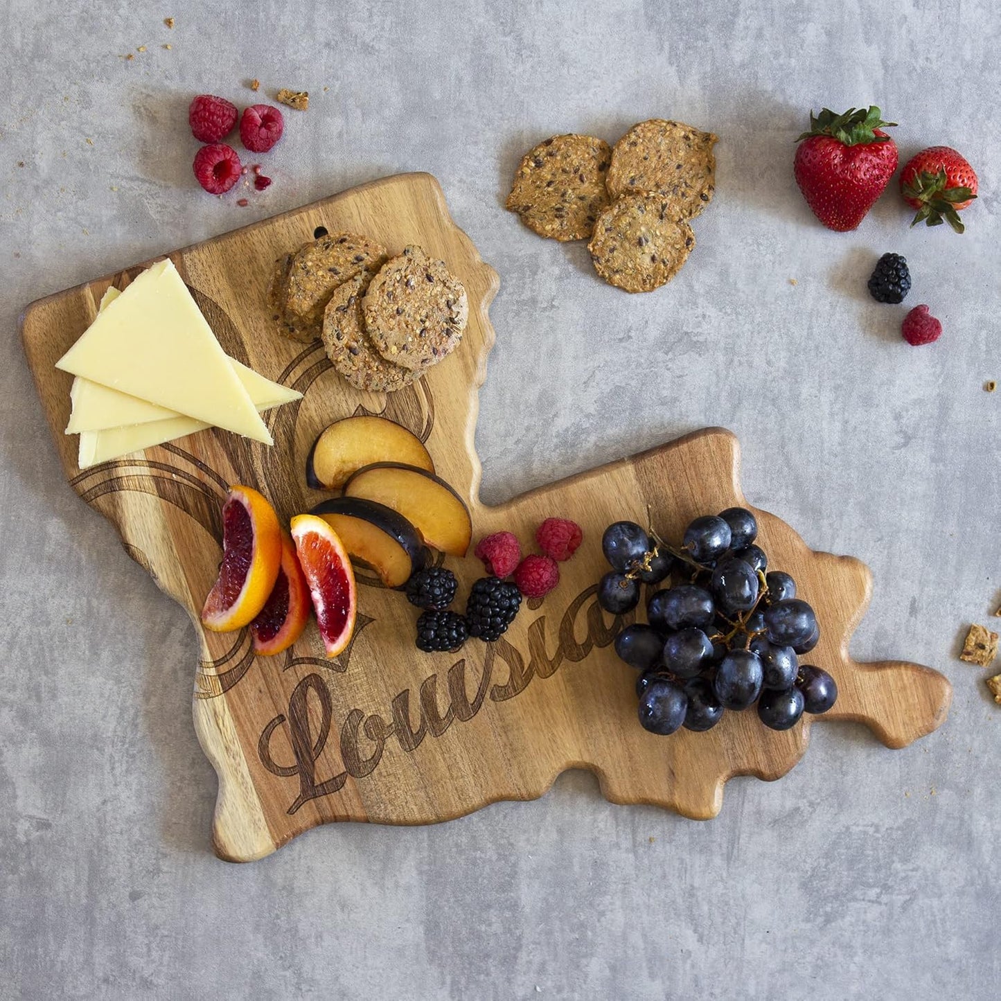 Totally Bamboo Rock & Branch Origins Series New York State Shaped Cutting Board and Charcuterie Serving Tray, Includes Hang Tie for Wall Display