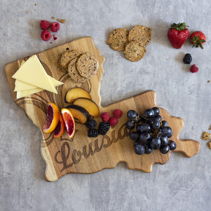 Totally Bamboo Rock & Branch Origins Series New York State Shaped Cutting Board and Charcuterie Serving Tray, Includes Hang Tie for Wall Display