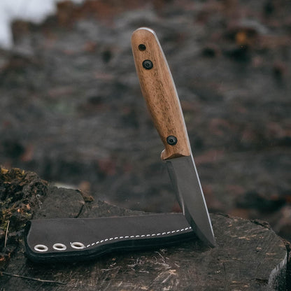 BPSKNIVES Finn Lite - Puukko Knife - Fixed-Blade 8Cr13MoV Stainless Steel Knife with Leather Sheath - Small Full Tang Camping Knives - Scandinavian Camp Utility Knives