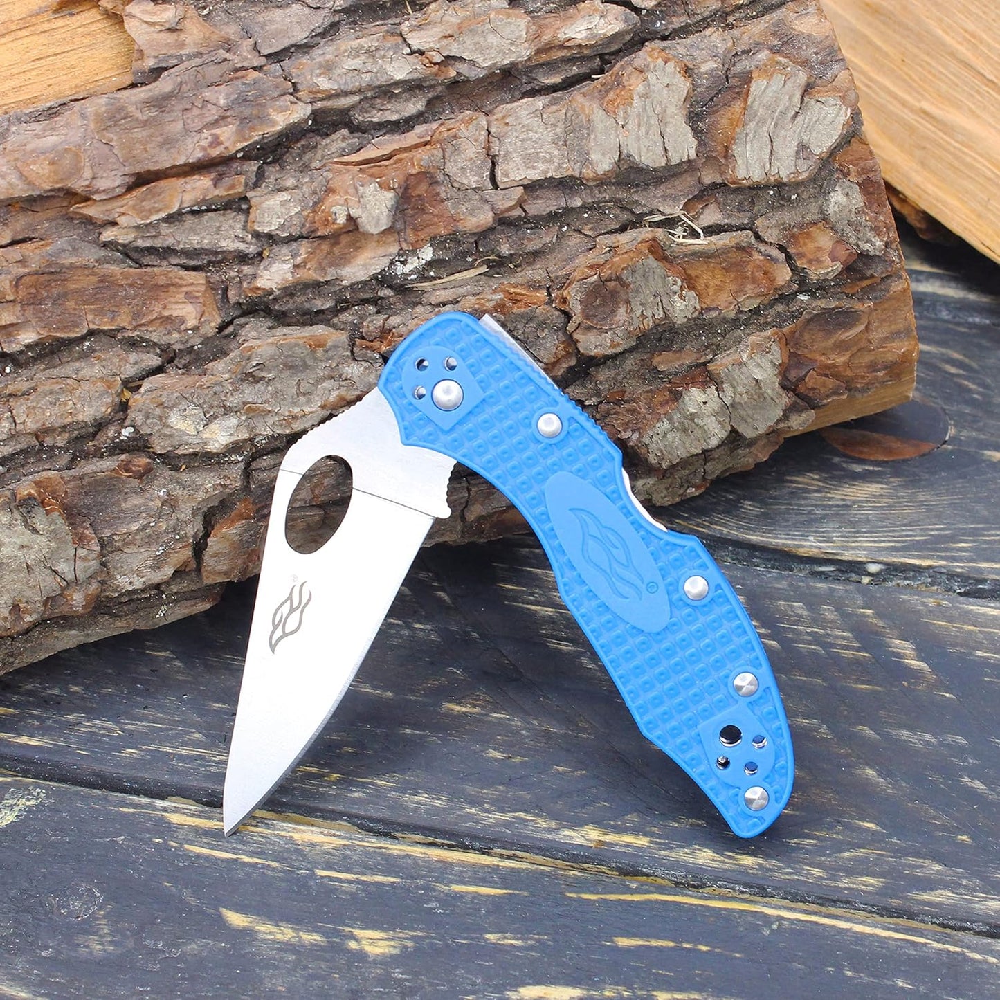 Firebird GANZO F759MS-BL Folding Pocket Knife 440C Stainless Steel Serrated Blade Anti-Slip Handle with Clip Fishing Camping EDC Utility Pocket Knife (Blue)