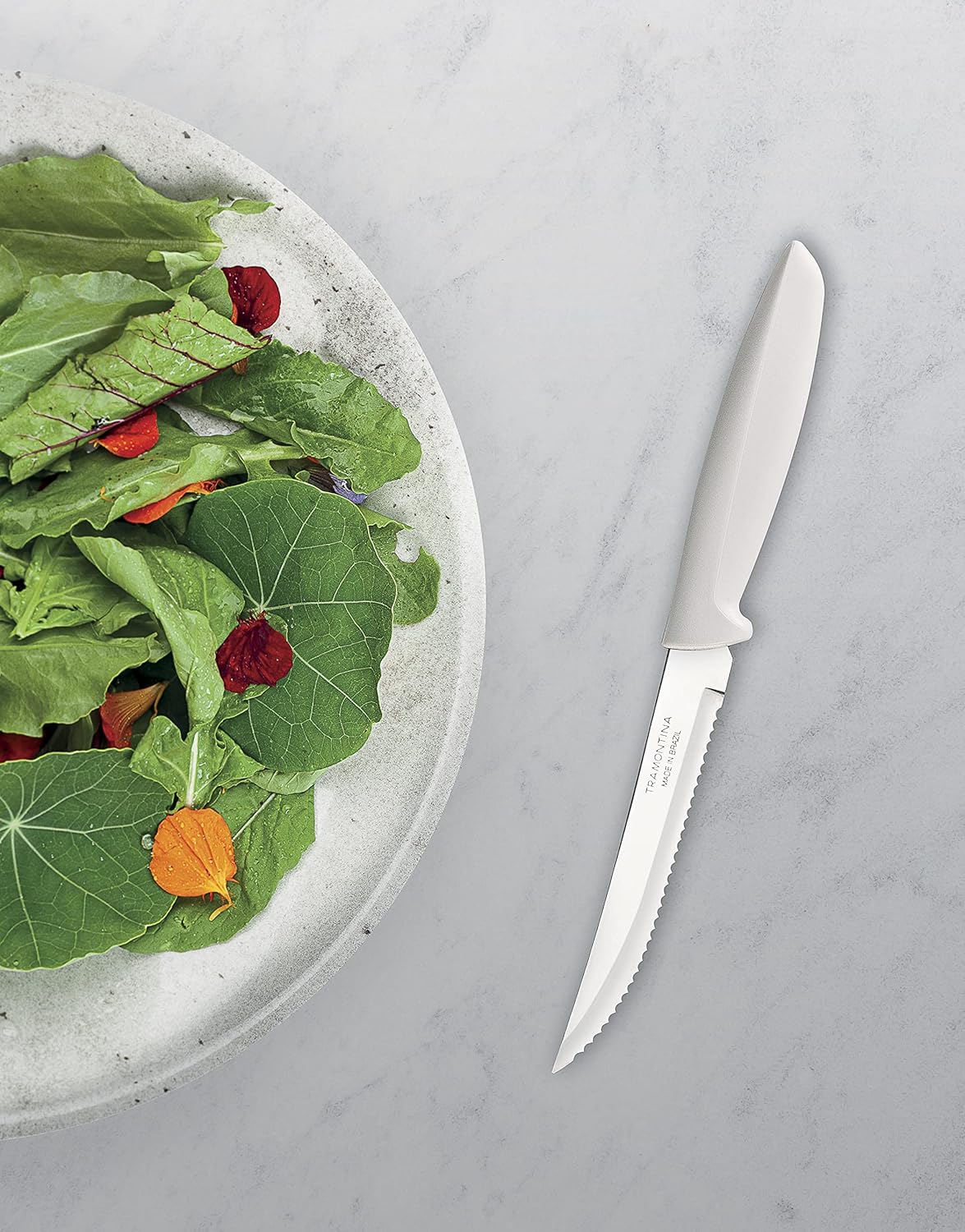 Tramontina Kitchen Knives Set of 6, Serrated Fruit Tomato Cooking Knife, Vegetable Chopper Peeler, Stainless Steel, Multipurpose, Pointed Tip, Brown, 23498454
