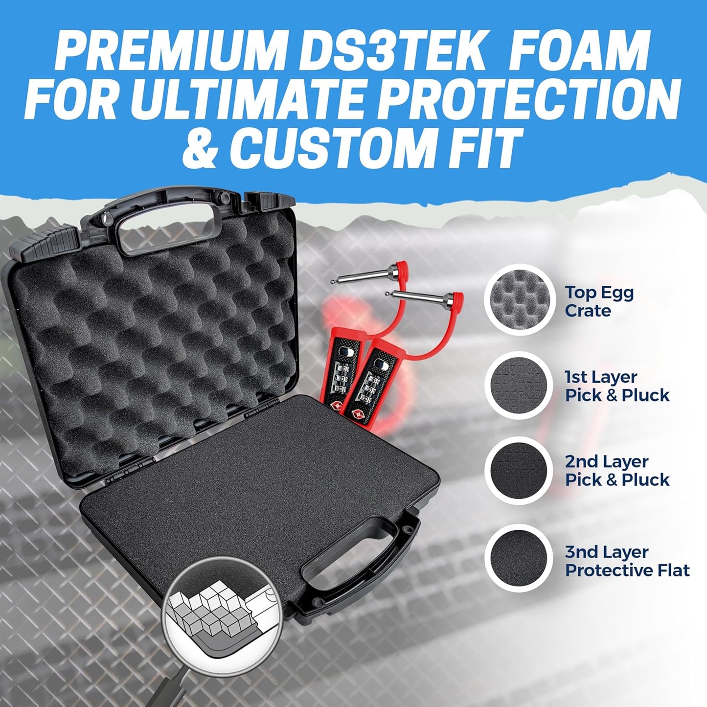 Cedar Mill Fine Firearms TSA Approved Hard Gun Case – Airline Approved Lockable Pistol Carrying Case with Dual Latch & Customizable Foam – Fits 9mm Handgun, Revolver & Firearm for Travel & Range Use