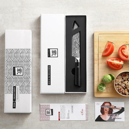 zayiko Limited Edition Copper Damascus Chef’s Knife – 8.3" Kiritsuke Blade | Damascus Steel with VG10 Core & Copper Texture | Maple Wood Handle | Professional Kitchen Knife in Gift Box