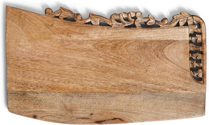 Lightnpro 16 Inch Natural Burnt Wood Chopping Board | Hand Carved Large Cutting Board & Vegetable Tray | Durable Reversible Rustic Kitchen Board | Premium Handcrafted Decorative