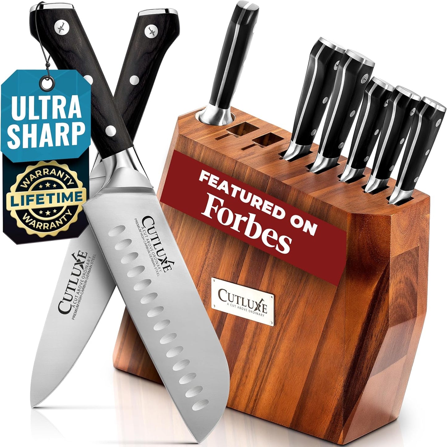 Cutluxe Chef Knife Set, 7 PCS Professional Chef's Knife Set – Razor Sharp German Steel, Full Tang, Ergonomic Handles – Artisan Series