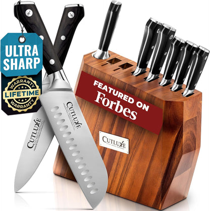Cutluxe Chef Knife Set, 7 PCS Professional Chef's Knife Set – Razor Sharp German Steel, Full Tang, Ergonomic Handles – Artisan Series