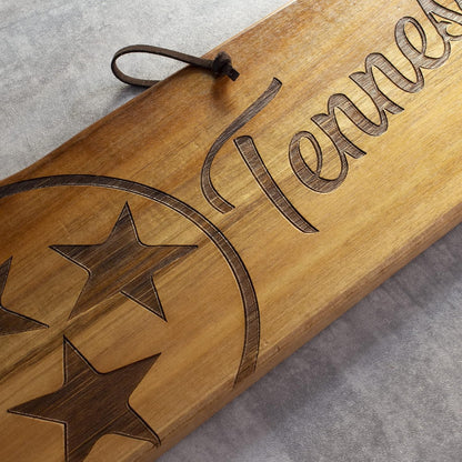 Totally Bamboo Rock & Branch Origins Series New York State Shaped Cutting Board and Charcuterie Serving Tray, Includes Hang Tie for Wall Display