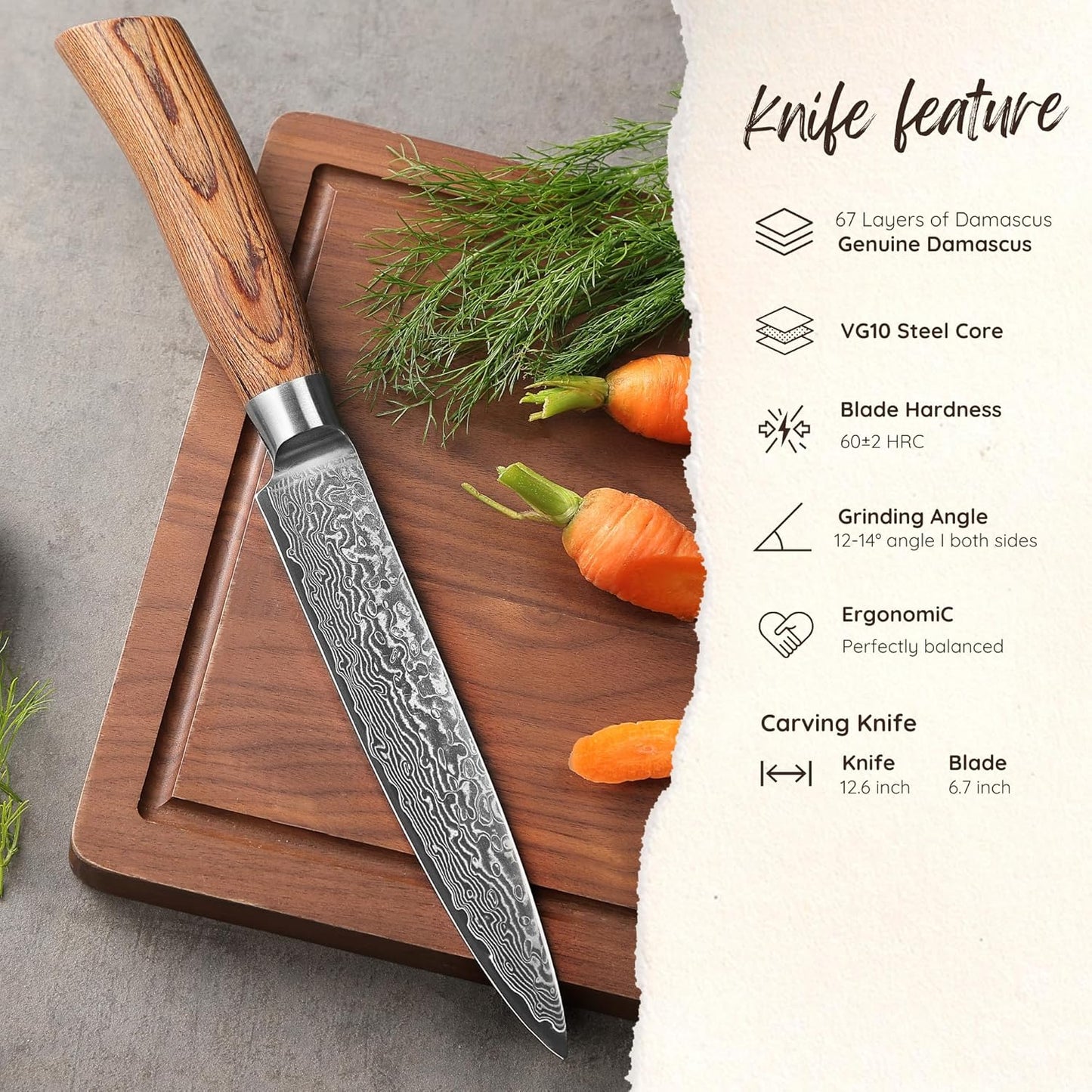 Wakoli EDIB Pro Premium Kiritsuke Chef's Knife – Japanese-Style Kitchen Knife | 8-Inch Blade Made of 67-Layer Genuine Damascus Steel with Pakkawood Handle | Sharp, Durable, Professional Cooking Tool