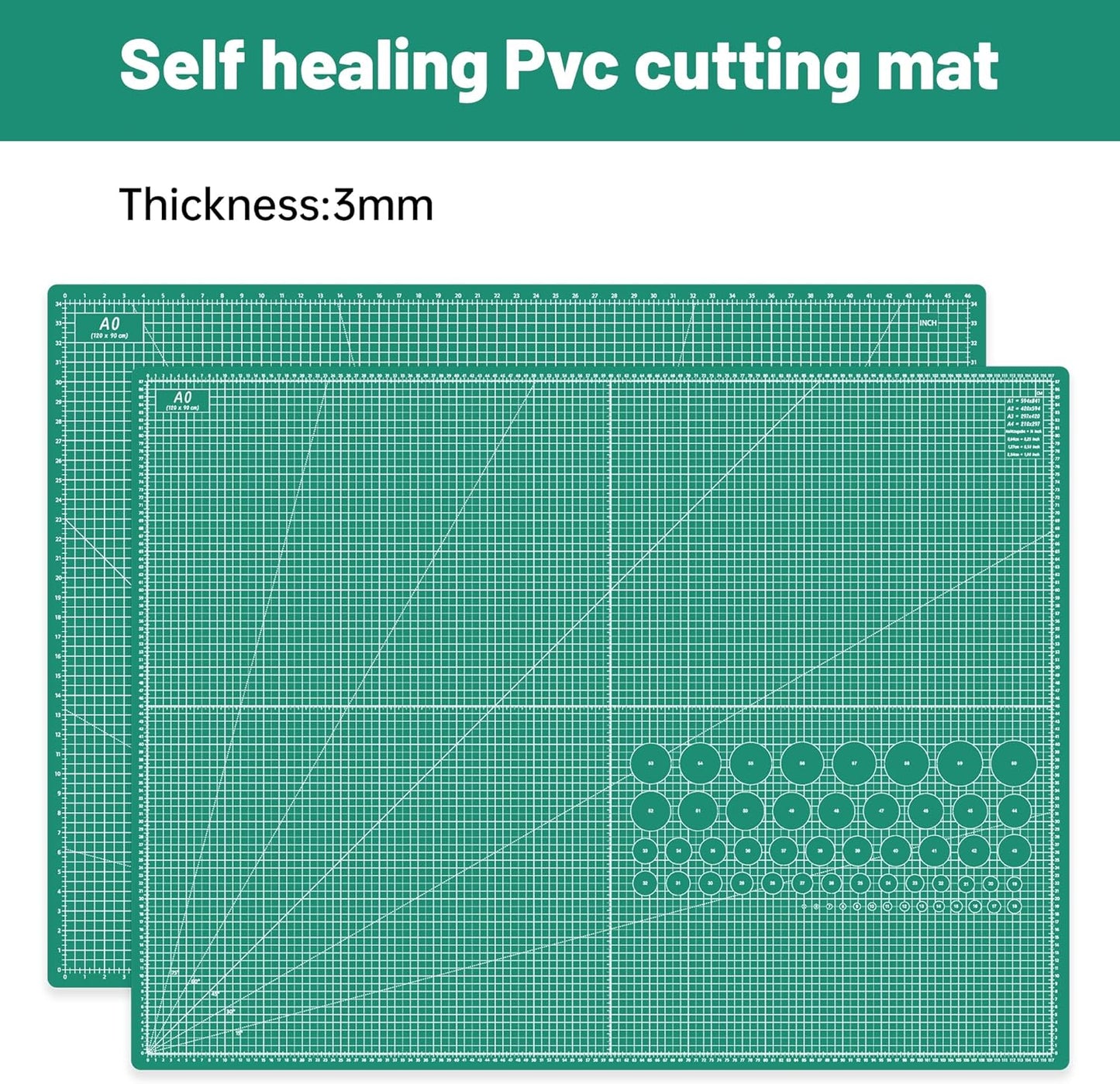 Headley Tools 18"x12" Thickened Self Healing Cutting Mat, A3 Rotary Cutting Sewing Mat for Crafts, Double Sided 5-Ply Table Cutting Board for Fabric Quilting Art Hobby Project, Pink/Purple
