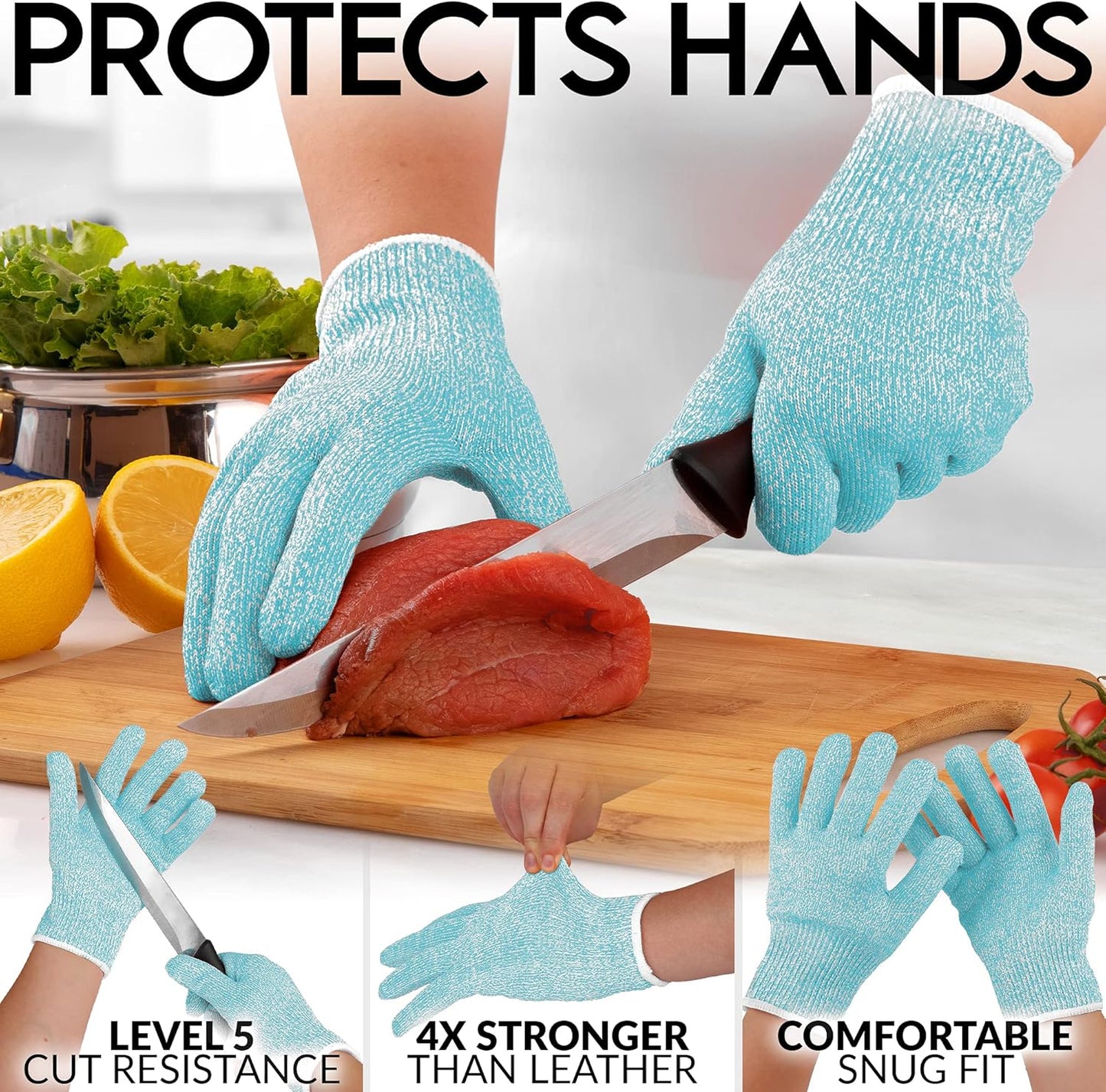 Zulay Cut Resistant Gloves Food Grade Level 5 Protection - Comfortable Safety Cutting Gloves - Cut Resistant Work Gloves