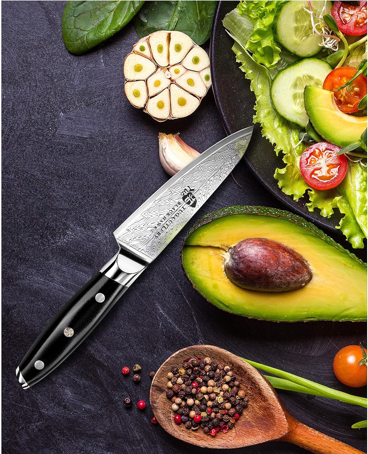 TUO Paring Knife 3.5 Inch - Ultra Sharp Peeling Knife - High Carbon Stainless Steel - Full Tang G10 Handle with Gift Box - Black Hawk S Series