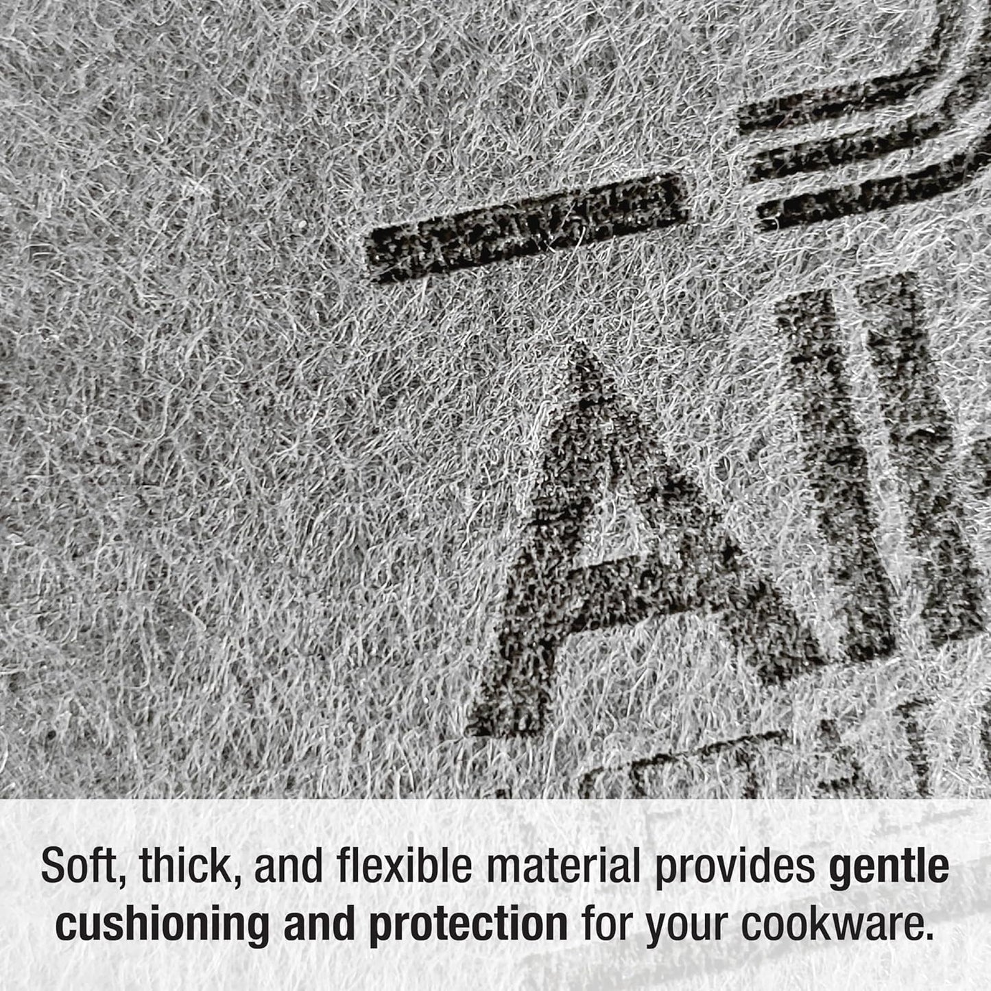 All-Clad Premium Cookware Protectors: Pot and Pan Protectors for Kitchen Organization - Perfect for Cast Iron, Steel, or Glass, (3-Piece), Black/Grey