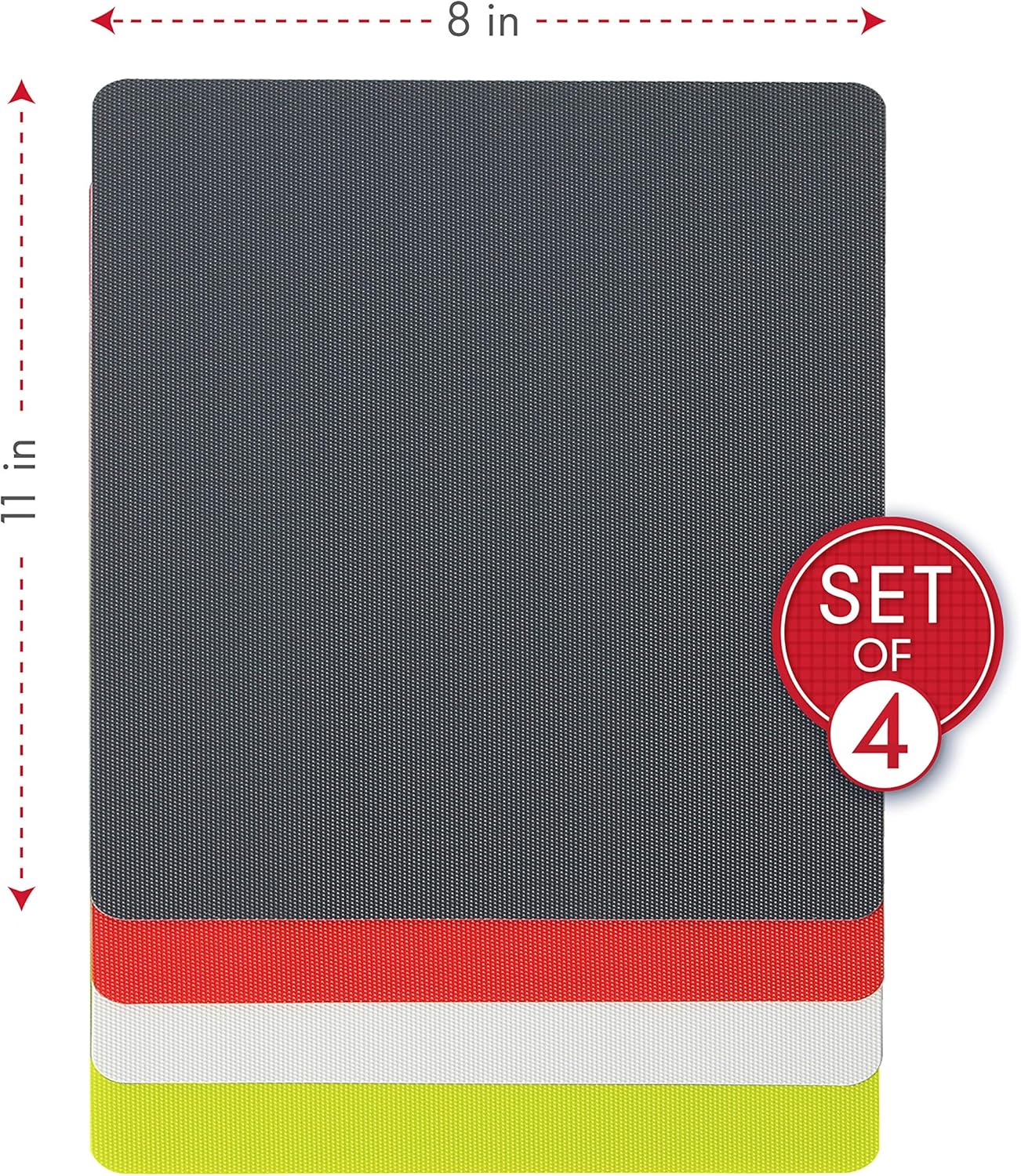 Dexas Heavy Duty Cutting Board Grippmat, Flexible Cutting Boards for Kitchen, Set of 4, Non Slip Plastic Board Cutting Mat Small Size 5.5 x 8, Blue, Green, Yellow, Red Set, Kitchen Gadgets