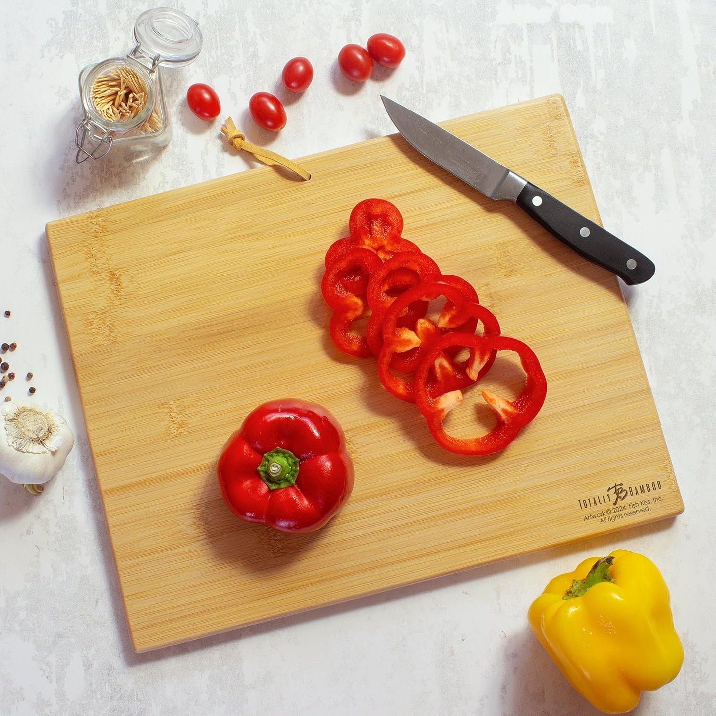 Totally Bamboo Tennessee State Shaped Cutting Board and Charcuterie Serving Platter with Artwork by Fish Kiss, Includes Hang Tie for Wall Display - Colors B