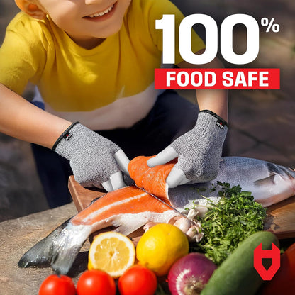 NoCry Kids Cutting Gloves, XXS (4-7 Years) — 100% Food Grade and Level 5 Protection — Comfortable and Lightweight, Yet Tough — Ambidextrous — Ideal for Fishing, Wood Carving and Whittling