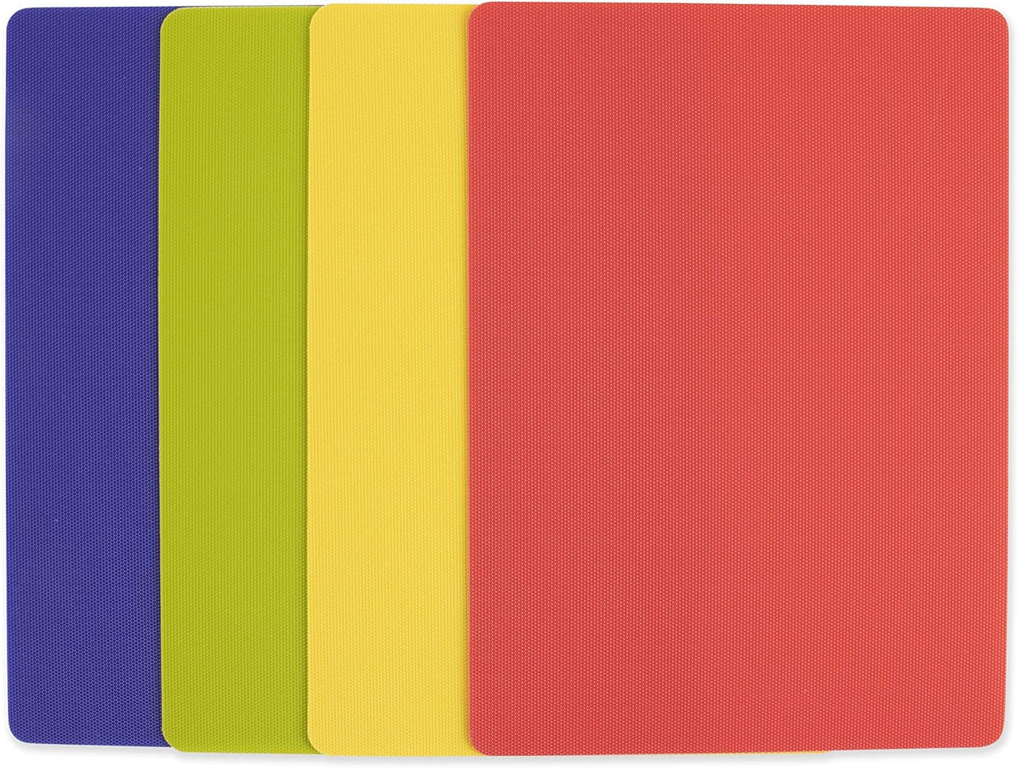 Dexas Heavy Duty Cutting Board Grippmat, Flexible Cutting Boards for Kitchen, Set of 4, Non Slip Plastic Board Cutting Mat Small Size 5.5 x 8, Blue, Green, Yellow, Red Set, Kitchen Gadgets