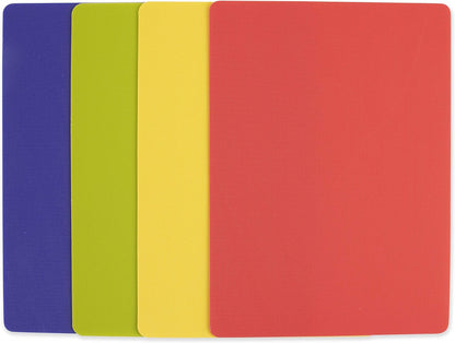 Dexas Heavy Duty Cutting Board Grippmat, Flexible Cutting Boards for Kitchen, Set of 4, Non Slip Plastic Board Cutting Mat Small Size 5.5 x 8, Blue, Green, Yellow, Red Set, Kitchen Gadgets
