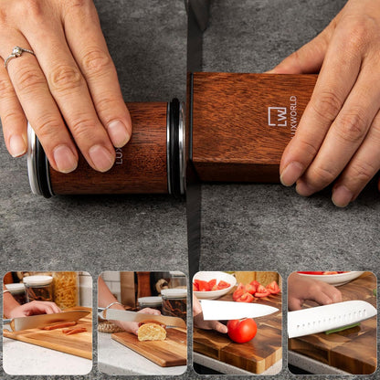 Rolling Knife Sharpener Kit | Diamond & Ceramic Disc Knife Sharpening System with Magnetic 15° & 20° Angle Guide | Manual Sharpener for Kitchen, Chef, Pocket & Japanese Knives | Gift Ready